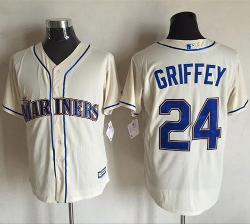 Mariners #24 Ken Griffey Cream New Cool Base Stitched MLB Jersey - Click Image to Close